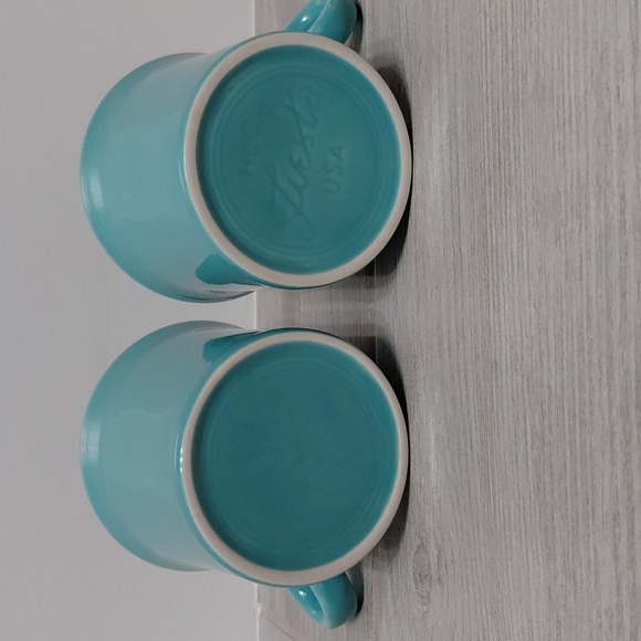 Fiesta Homer Laughlin Turquoise Ring Handle Coffee Mugs - Picture 3 of 10